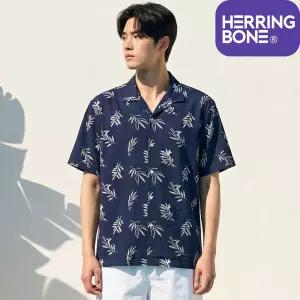 트로피컬 리프 하와이안 셔츠 루즈핏 남자 반팔 남방 빅사이즈 휴양지룩 비치웨어 NJ105