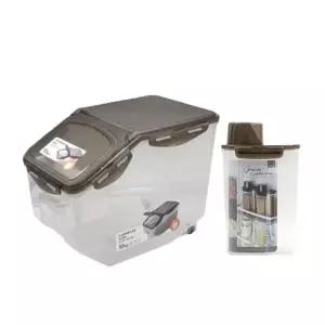 락앤락 쌀통 10kg + 도어포켓잡곡통 2kg 브라운 쌀 보관통 보관용기