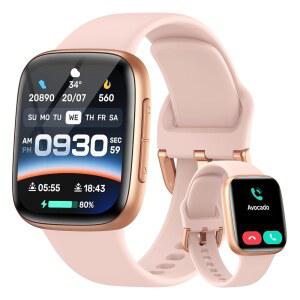 여성용/남성용 Gymom 스마트워치, 1.85인치 AMOLED Vivid 스마트워치 호환 / 삼성 안드로이드 (블루투스 콜), 심박수 수면 SpO2 모니터가 포함된 120개 이상의 스포츠 모드 피트니스 트래커, IP68 방수 기능