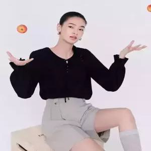 더엣지 theatg 클로딘 러플 블라우스