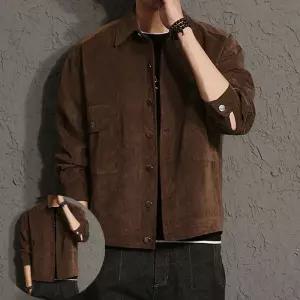 남성자켓 남성 3컬러 간절기 카라 크롭 스웨이드 자켓