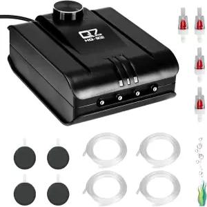 아쿠아리움 에어 펌프 4 콘센트 Lye 254GPH 8W 조용한 산소 어항 에어터 체크 밸브 스톤 포함 300갤런