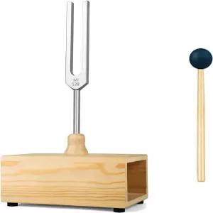 공명 상자가 있는 미미라클 528Hz 튜닝 포크 - 알루미늄 합금 소나무 스피커 사운드 힐링 스파