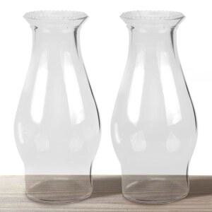 RAHATA 오일 램프 굴뚝 허리케인 유리 교체 투명 3인치 베이스 등유 그늘막(웨이브 스타일 2P)