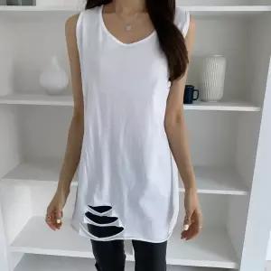 여자 루즈핏 롱 브이넥 구제 레이어드 민소매