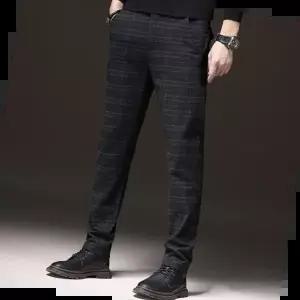 남자반바지 베이직 체크 패턴 슬랙스 허리 밴딩 남성 일자 팬츠
