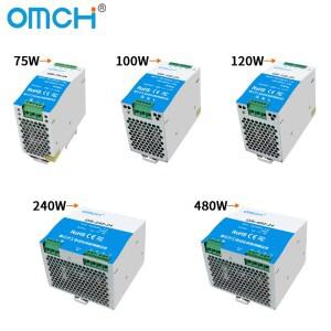 OMCH DIN 레일 DR-75 스위칭 전원 공급 장치 100W/120W/240W/480W 입력 200-240VAC 12V 36V SMPS