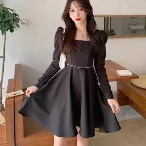 러블리 플레어 원피스 A라인 어깨셔링 스퀘어넥 (KYR-W9748E6)