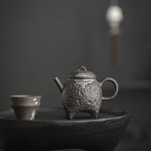 검은 도금 한 실버 일본식 주전자 거친 도자기 차 만들기 장치 주입기  미니 소형 소형 냄비