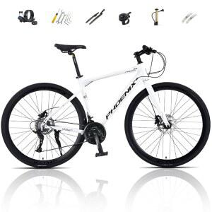 CUIOT 자전거 로드바이크 그래블 700c 700 32c 24 27 30단 변속 MTB 경량 알루미늄 프레임 전후 유압 디스크 브레이크 플랫 핸들 초보자용 입문급 통근 통학 쾌적하게 달리다 시티 사이클
