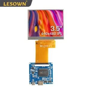 LESOWN 미니 소형 LCD 화면, 드라이버 보드 포함, 3.5 인치, 640x480 IPS 전체 보기 TTL 54PIN HDMI USB 전