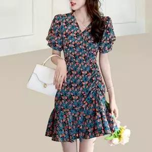 셔링 플라워 추천 원피스 꽃무늬 꾸안꾸 여름 바캉스 (KYR-WFGUQAU)