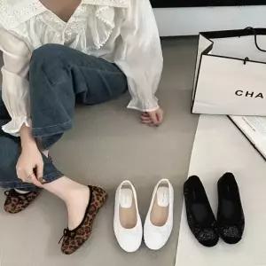 여성 3컬러 러블리 하객구두 둥근코 글리터 호피 여성패션단화 리본 플랫슈즈