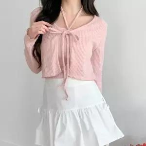 [다잇템] 여성 카디건 짧은 숏가디건 민소매티 홀터네크 골지 세트_20465645_588872