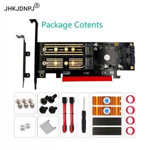 [호환품]3in 1 Msata 및 M.2 NGFF NVME SATA SSD - PCI-E 4X 방열판 어댑터