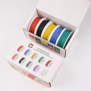 연선 와이어 스풀 플렉시블 실리콘 후크 업 키트 전기 주석 도금 구리 22AWG 각 5 색 m 10m