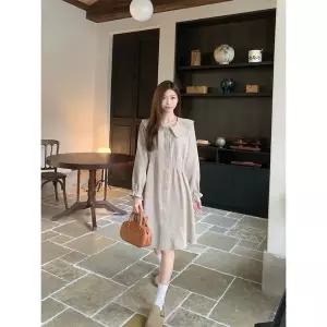 원피스 미니 캐주얼 가을 빅카라 베이직 심플한 봄원피스 셔츠 밴딩 프릴 언발 데일리