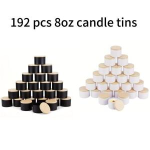 뚜껑이 달린 무광 블랙 화이트 캔들 항아리 빈  호환용기 촛불 만들기호환용 원형 몰드 베셀 호환 8oz 192P