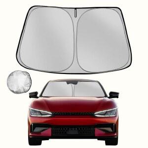 2022-2025 기아 EV6 폴더블 선쉐이드 차량 전면 유리창용 포노우카 윈드실드 선쉐이드, 자외선 차단 및 열 자동차 실내 보호기 커스텀 핏 액세서리 제공