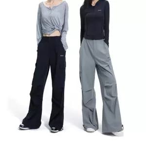 여성팬츠 세련된 A라인 와이드핏 더블스트링 카고바지