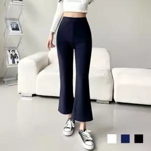 도일라 스판 부츠컷 크롭 슬랙스 바지 나팔 허리밴딩 9부부츠컷