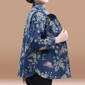 은창]도톰 플로랄 데님 청자켓 점퍼 아우터 바람막이 셔츠 겨울 가을 봄 아우터 잠바 남방 여성 외투