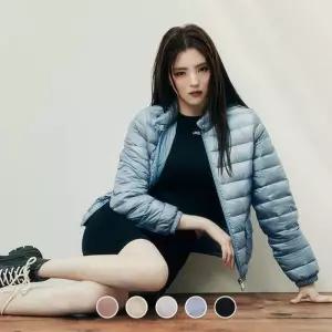 백화점 지오다노 여성 하이넥 오리털 덕다운 초경량 패딩 자켓 374913