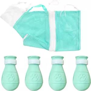 야니와니 긁힘 방지 실리콘 고양이 신발 다기능 가방 발톱 커버 물림 샤워망 백 가능한 목욕 그린1 그루밍