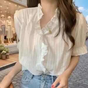 오피스코디 여성 블라우스 루즈핏 브이넥디자인 러플디테일 세미정장