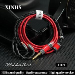 XINHS XH71 빨간색 + 검정색 면사 OCC 은도금 구리 브리드 IEM 케이블 3.5MM / 4.4MM 0.78 2PIN/IE900/MMCX
