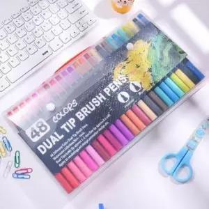 [문구] 형광 색상 마카펜 붓형 아트 마커 48색 예술 표현용 필기구