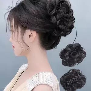 여성 집게 가발 업스타일 똥머리 웨딩 여성 부분 가발 헤어 패션