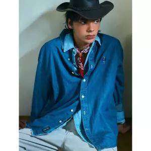 후아유 Steve 데님 청 셔츠 남방s WHYJF4823U 429034