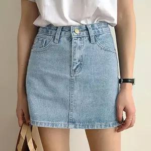 [라일리여성의류] Rly 여성 H라인 데님 미니스커트 짧은 청치마 연청
