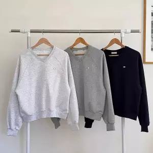 [하프클럽/옷자락]여성 브이넥 봄 펜던트 뒷면 라벨 캐주얼 박시 맨투맨