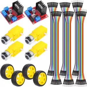 아두이노 스테퍼 모터 키트 듀얼 H-브릿지용 L298N 드라이버 컨트롤러 보드(4세트 DC 및 자동차 모터와