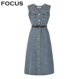 [포커스] [2SET] 클래식 브이넥 데님 원피스_VF6S1OP3091