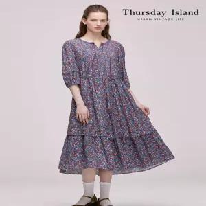 [써스데이아일랜드][Thursday Island] 레이스 배색 플라워 패턴 원피스(T242MOP143W)