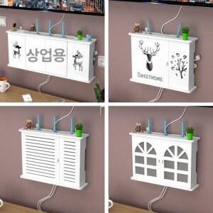 공유기가리개 티비선정리함 셋톱박스 디자인2단 숨기기 크림화이트 디자인 2단 소형 스모크