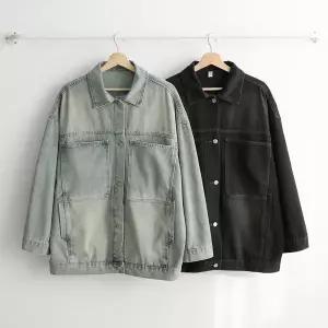 [하프클럽/]여성 개강 패션 포켓 루즈핏 카라넥 반팔 청재킷