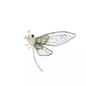 반짝이는 모이사나이트가 있는 14K 골드 잠자리 브로치, 정교한 동물 코사지, 다기능 숄 버클 및 치파오 핀