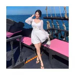 수피 여성 비치웨어 바캉스룩 빅사이즈 수영복 단정한 스커트형 슬림핏 솔리드솔리드 해변 바캉스 JEN1