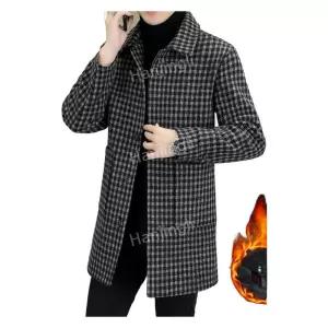 겨울 하프 무늬 남자반코트 싱클 모직 정장 코튼 체크
