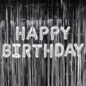 (은박풍선생일실버+커튼블랙세트) 파티 기념일 장식