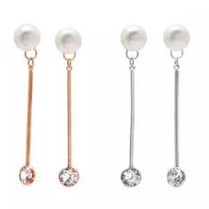 오스트리아 크리스탈 진주 투웨이 큐빅스틱 롭귀걸이