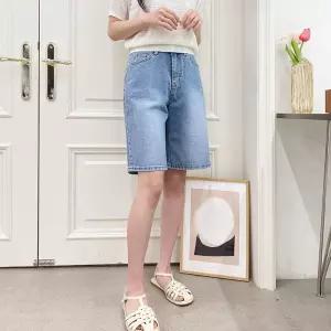 [다잇템]여자 청반바지 논스판 워싱 진 캐쥬얼 하프팬츠