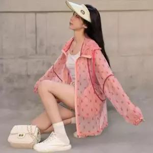 여성용 여름 커버업 패턴 바람막이 후드 재킷