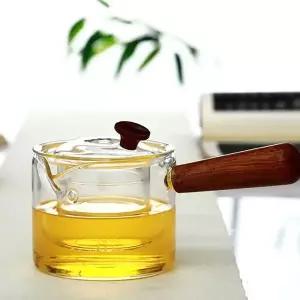 차포트 손잡이 앤틱 400ml 내열유리 차우리기 우드