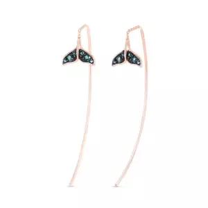 18k 행복해 고래꼬리 다이아몬드 귀걸이