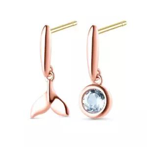 18k 고마워 고래꼬리 토파즈 귀걸이 천연석)